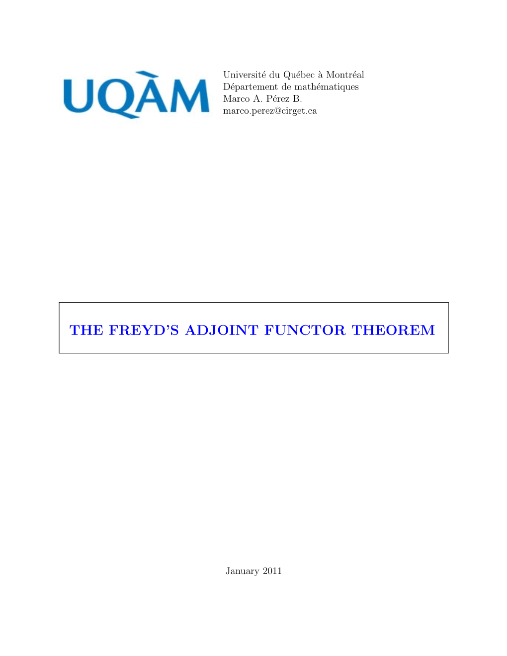 The Freyd's Adjoint Functor Theorem