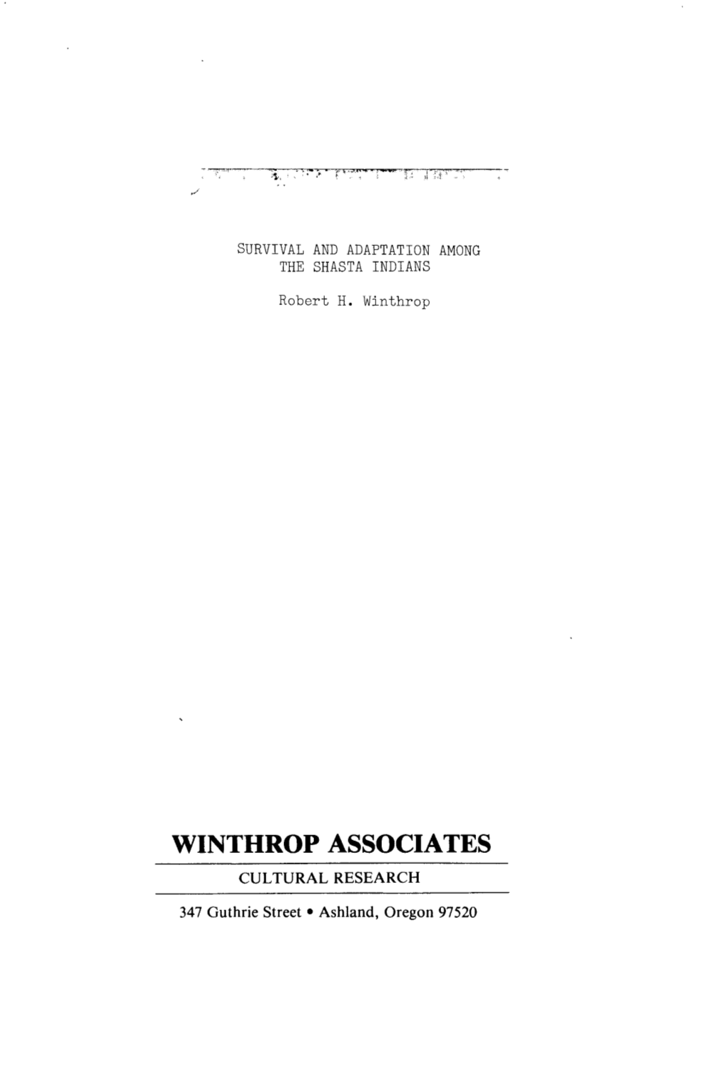 Winthrop Associates Cultural Research