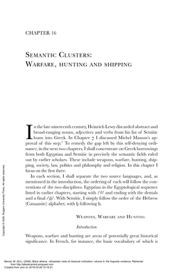 Semantic Clusters: Warfare, Hunting and Shipping