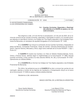 “B” 12043: Cuentas Corrientes, Especiales Y Restringidas