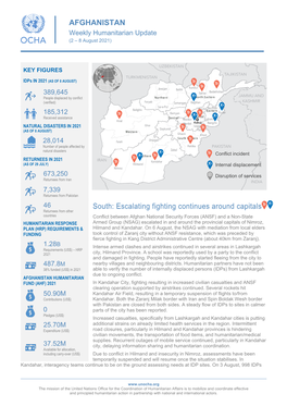 AFGHANISTAN South: Escalating Fighting Continues Around Capitals