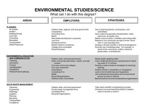 ENVIRONMENTAL STUDIES/SCIENCE What Can I Do with This Degree?