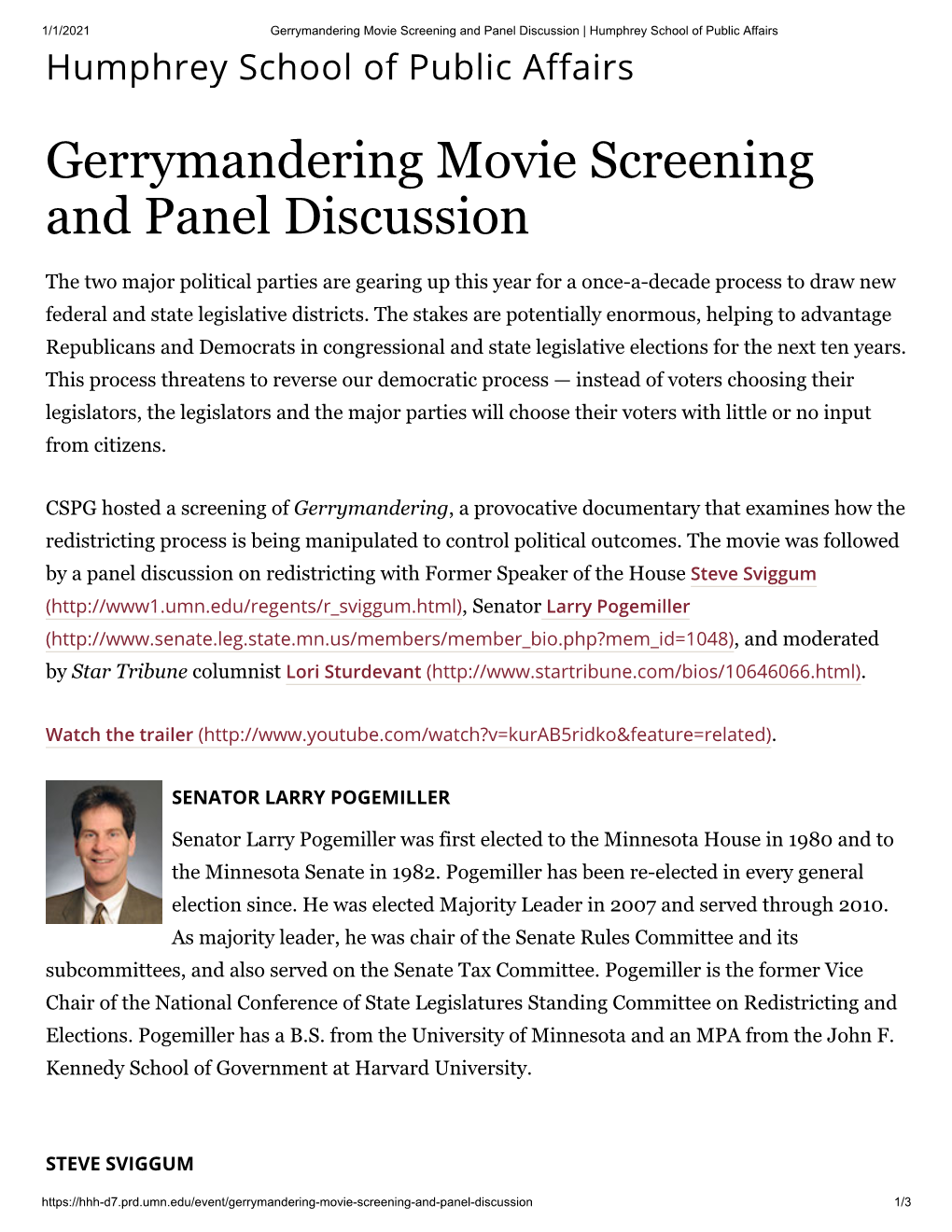 Gerrymandering Movie Screening and Panel Discussion