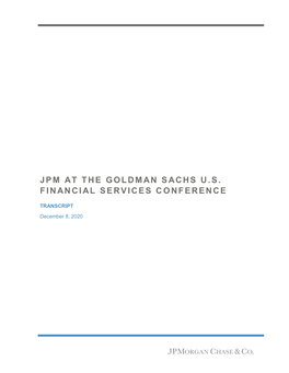 Jpm at the Goldman Sachs U.S. Financial Services