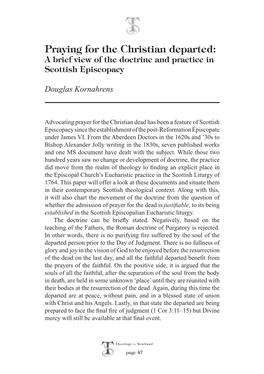 Praying for the Christian Departed: a Brief View of the Doctrine and Practice in Scottish Episcopacy