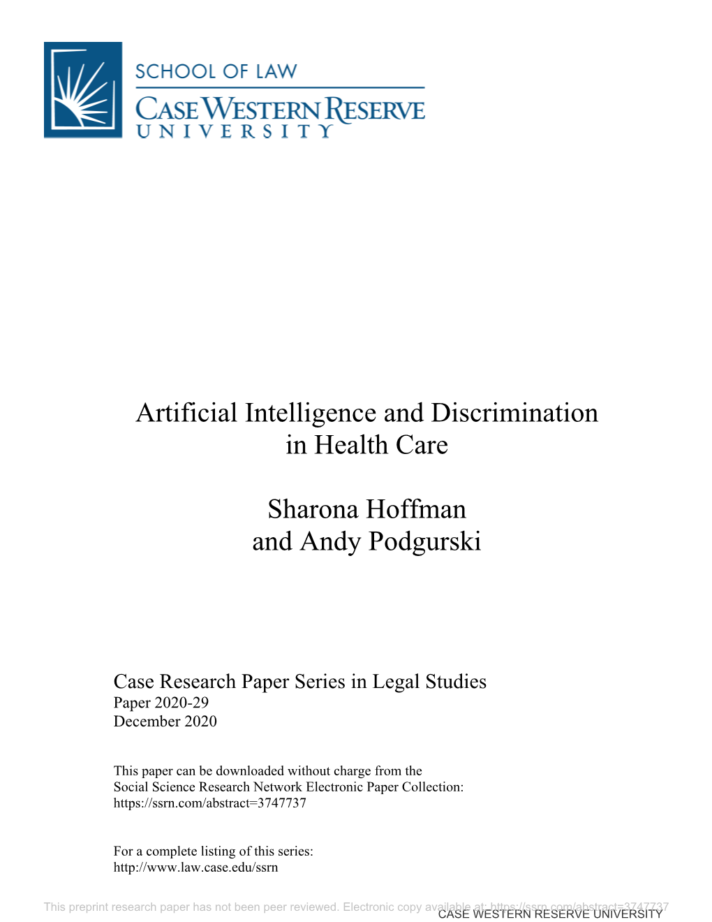 Artificial Intelligence and Discrimination in Health Care