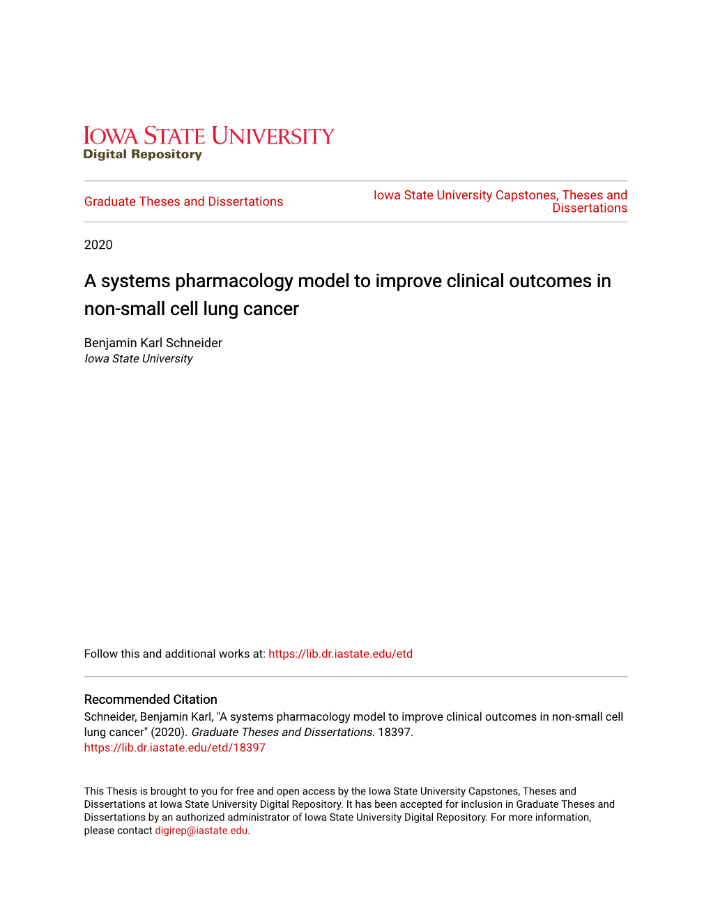 A Systems Pharmacology Model to Improve Clinical Outcomes in Non-Small Cell Lung Cancer