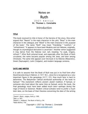 Notes on Ruth 202 1 Edition Dr