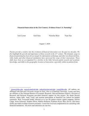Financial Innovation in the 21St Century: Evidence from U.S