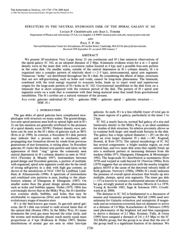 Structure in the Neutral Hydrogen Disk of the Spiral Galaxy, IC