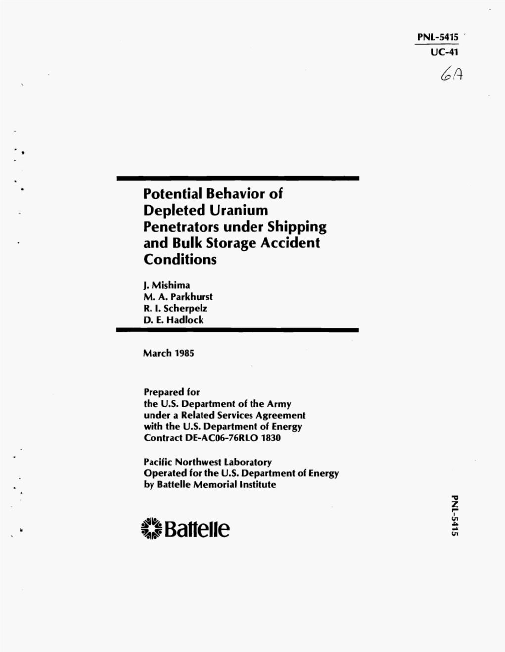 Potential Behavior of Depleted Uranium Penetrators Under Shipping and Bulk Storage Accident Conditions