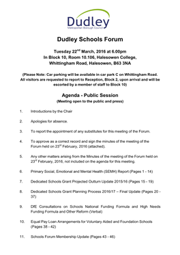 Dudley Schools Forum