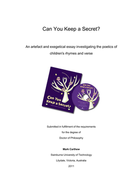 Can You Keep a Secret? an Artefact and Exegetical Essay Investigating