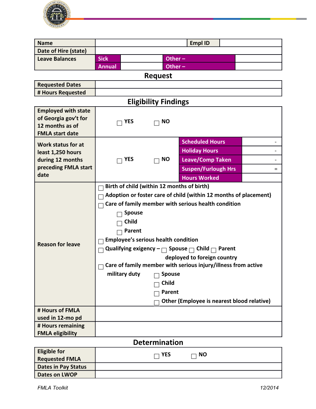 FMLA Eligibility Worksheet