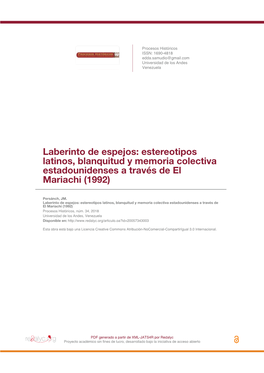 Estereotipos Latinos, Blanquitud Y Memoria Colectiva Estadounidenses a Través De El Mariachi (1992)