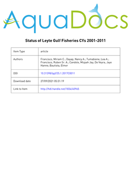 Status of Leyte Gulf Fisheries Cys 2001-2011