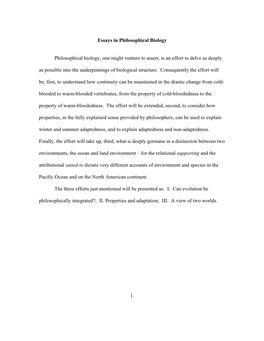 Essays in Philosophical Biology