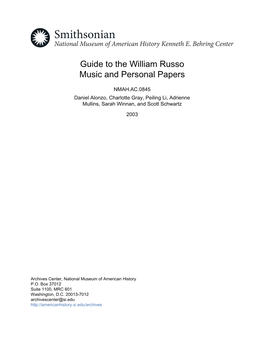 Guide to the William Russo Music and Personal Papers