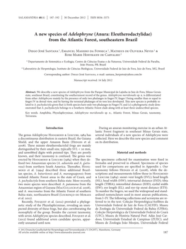 A New Species of Adelophryne (Anura: Eleutherodactylidae) from the Atlantic Forest, Southeastern Brazil