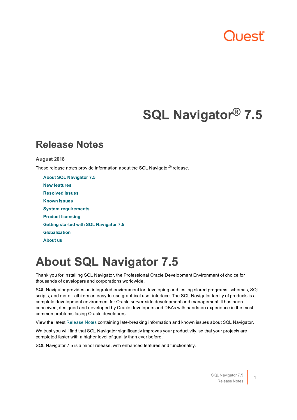 SQL Navigator® 7.5