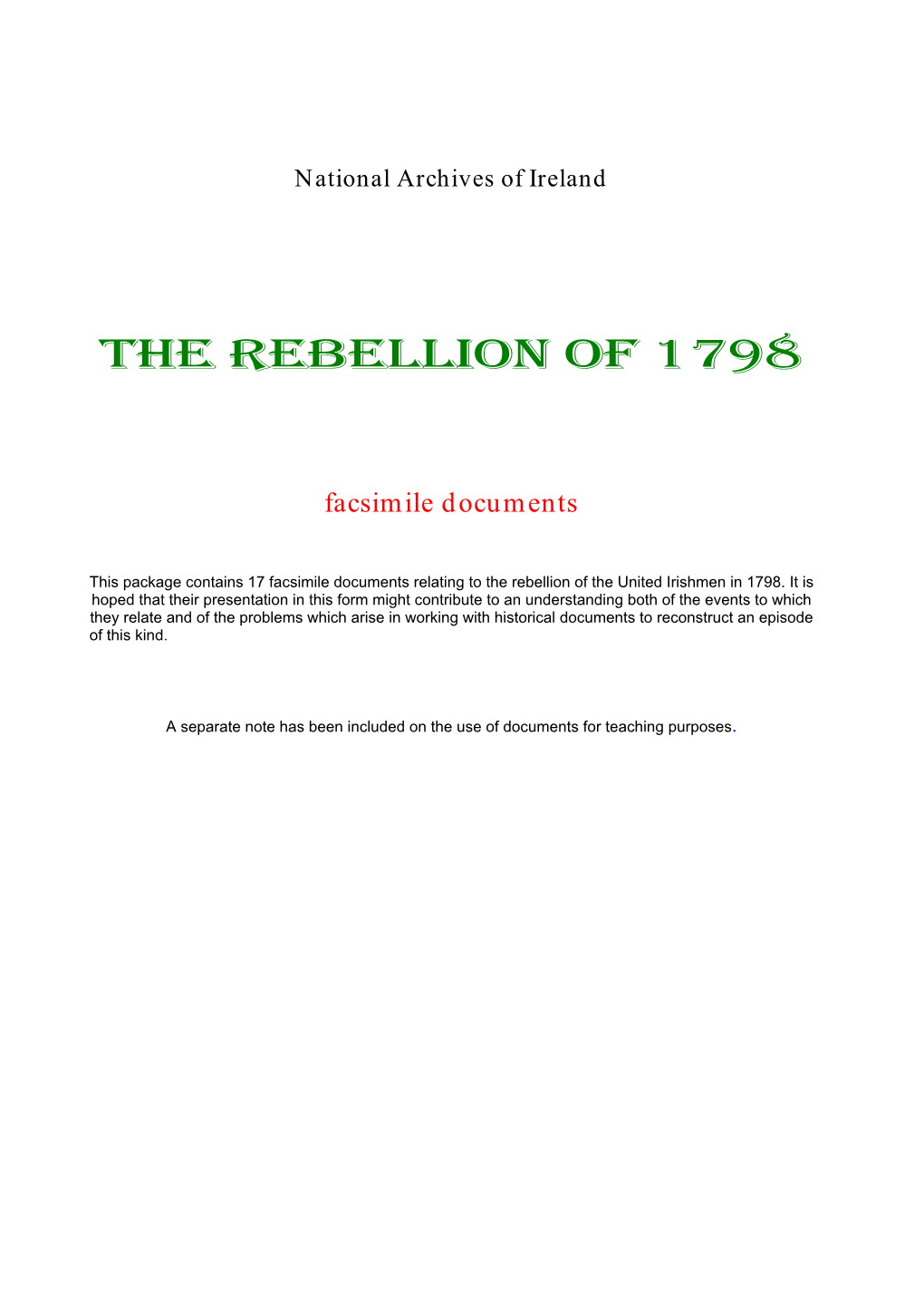 The Rebellion of 1798