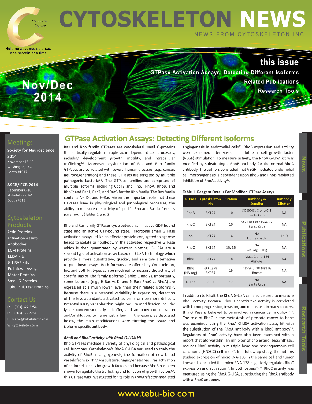 Gtpase Activation Assays: Detecting Different Isoforms Assays: Detecting Activation Gtpase Tebu-Bio.Com Www