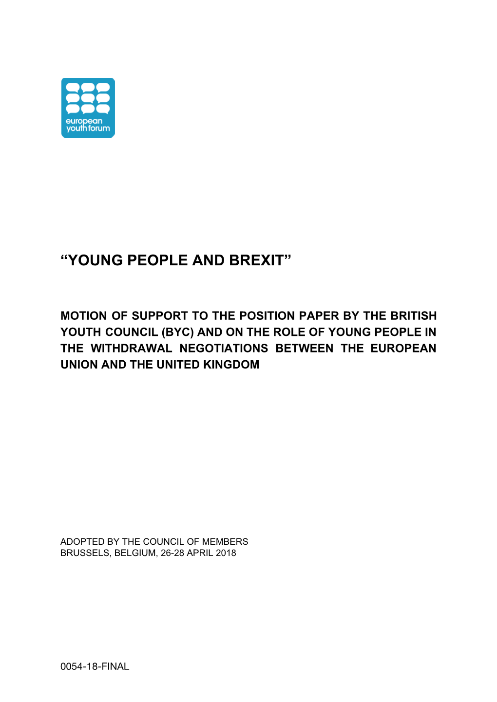 “Young People and Brexit”