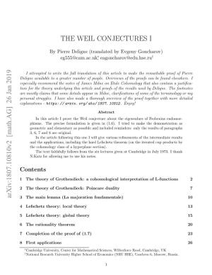 THE WEIL CONJECTURES I Arxiv:1807.10810V2 [Math.AG] 26