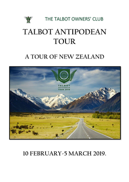 Talbot Antipodean Tour