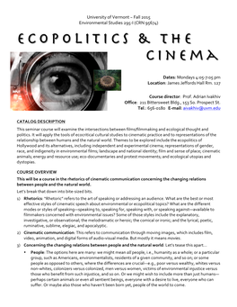 Ecopolitics & the Cinema