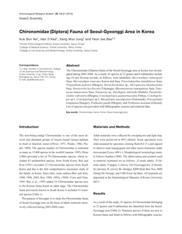 Chironomidae (Diptera) Fauna of Seoul-Gyeonggi Area in Korea