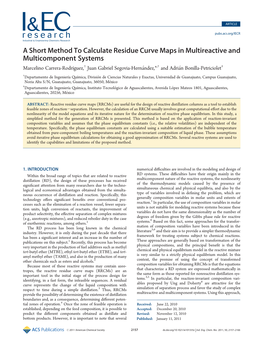 A Short Method to Calculate Residue Curve Maps in Multireactive And