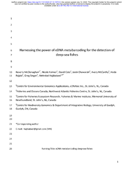 Harnessing the Power of Edna Metabarcoding for the Detection of 7 Deep-Sea Fishes