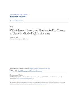 An Eco-Theory of Genre in Middle English Literature Barbara L