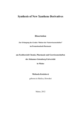 Synthesis of New Xanthene Derivatives