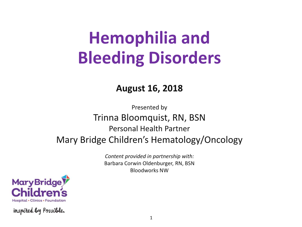 Hemophilia and Bleeding Disorders