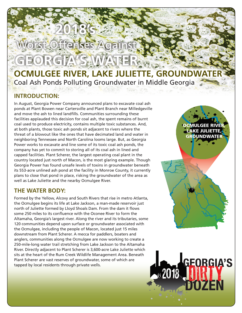 Ocmulgee River, Lake Juliette and Groundwater