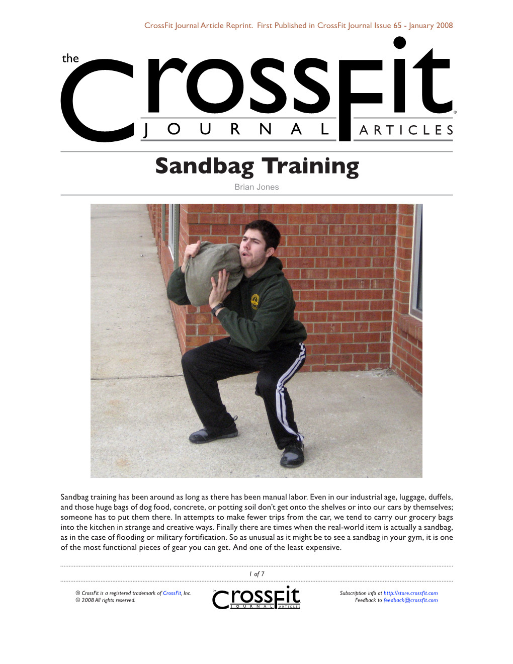 Sandbag Training Brian Jones