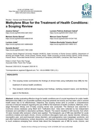 Methylene Blue for the Treatment of Health Conditions: a Scoping Review