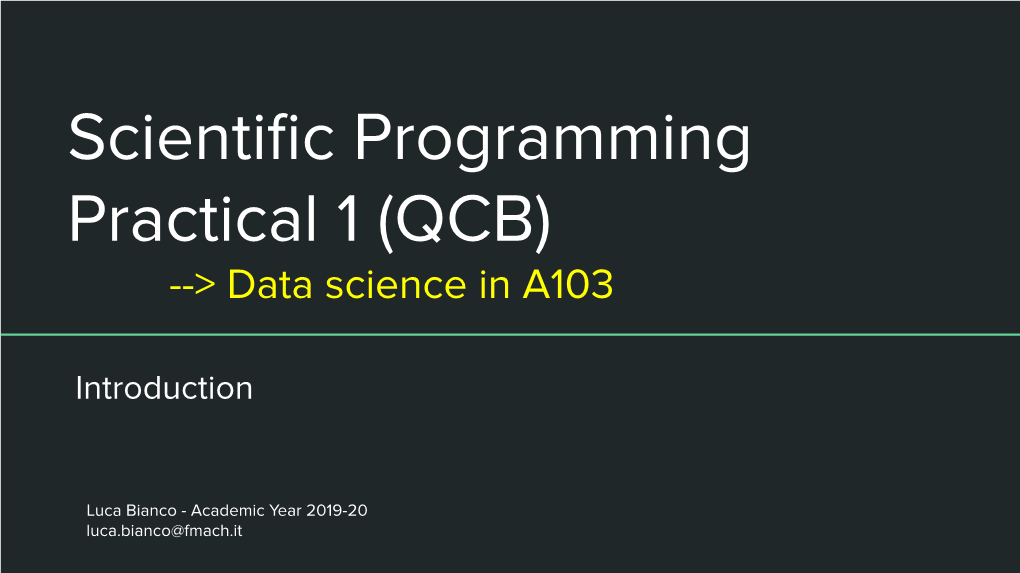 Scientific Programming Practical 1