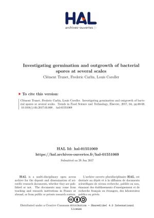 Investigating Germination and Outgrowth of Bacterial Spores at Several Scales Clément Trunet, Frederic Carlin, Louis Coroller