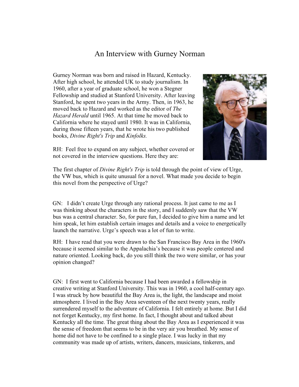 An Interview with Gurney Norman