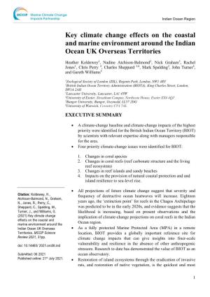 Key Climate Change Effects on the Coastal and Marine Environment Around the Indian Ocean UK Overseas Territories