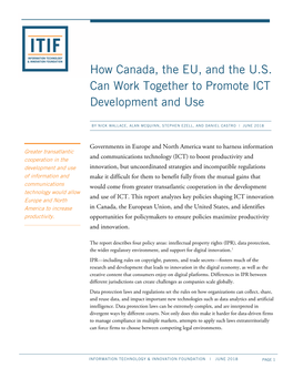 How Canada, the EU, and the U.S. Can Work Together to Promote ICT Development and Use