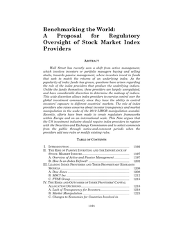 A Proposal for Regulatory Oversight of Stock Market Index Providers