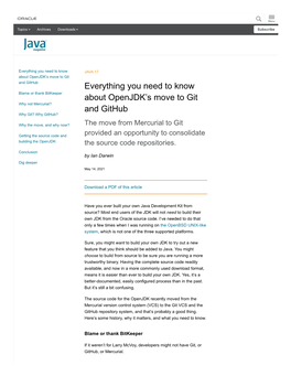 Everything You Need to Know About Openjdk's Move to Git and Github