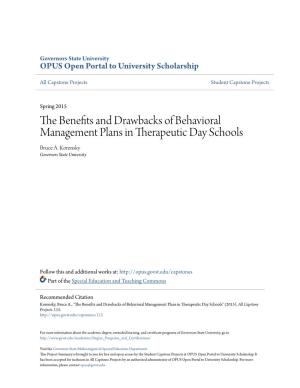 The Benefits and Drawbacks of Behavioral Management Plans in Therapeutic Day Schools Bruce A