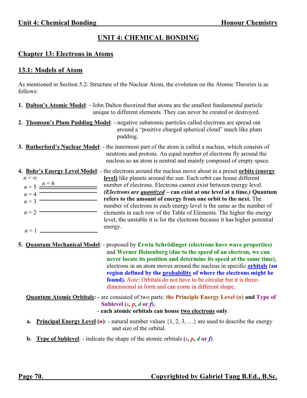 Unit 4 Chemical Bonding Notes (Answers)