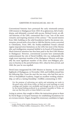 Griffiths in Madagascar, 1821–30 Conventional Histories Have