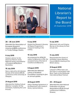 National Librarian's Report, September 2019 (PDF)